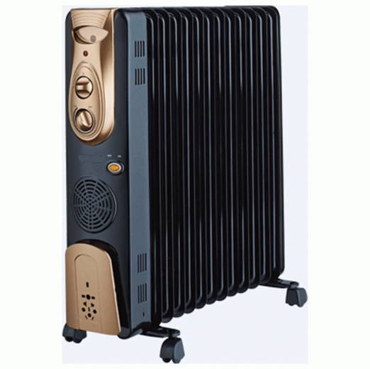 Gauryog Brand - Zanibo ZOH-13 Fin Oil Filled Radiator 2900 Watts Room Heater with Fan (Black, Champagne Gold)